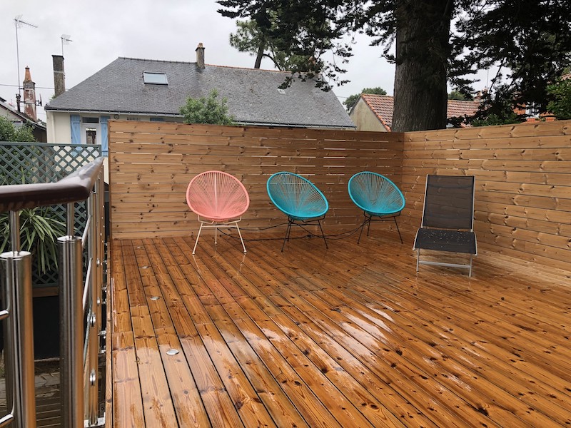 Remplacement toit par terrasse bois à La Baule